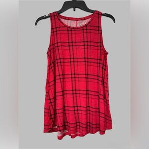 Apt. 9 Vibrant Red and Black Plaid Tank Top